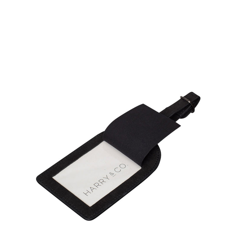 harry and co leather luggage tag black